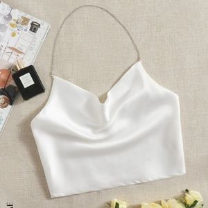 White Satin Halter Top Size Small